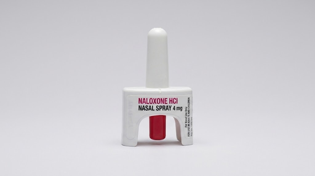 A naloxone nasal spray used to reverse an opioid overdose
